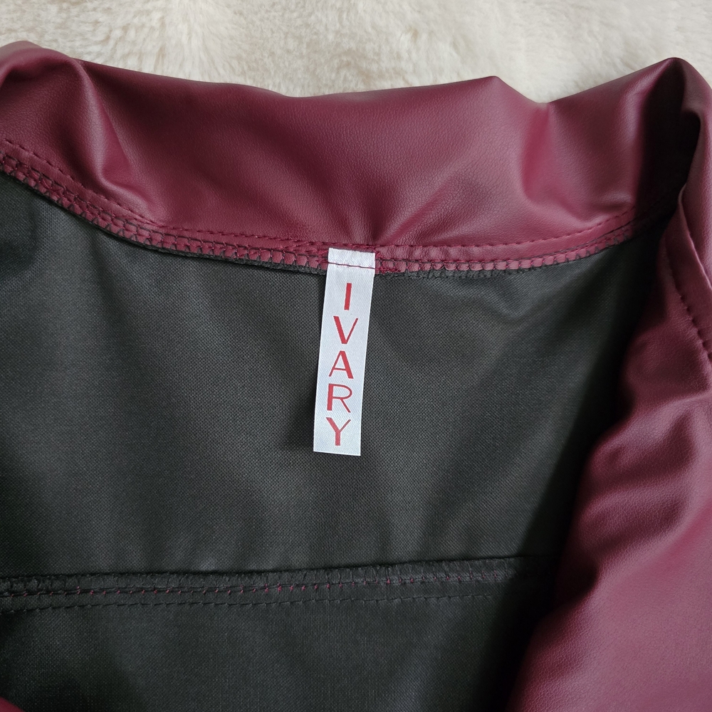 Elegant Burgundy Leather Jacket for Women - Picture 7 of 14